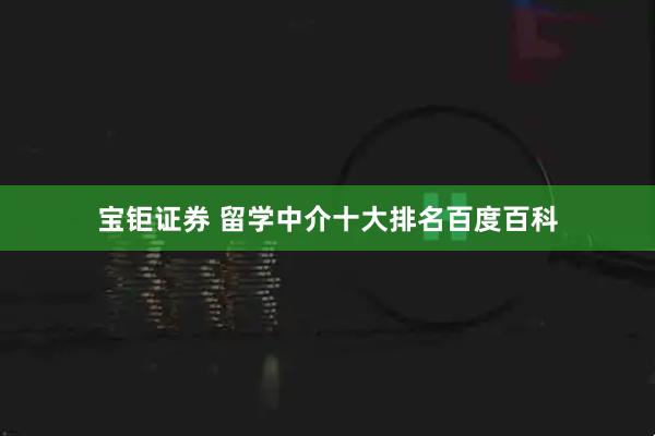 宝钜证券 留学中介十大排名百度百科